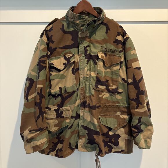 Vintage 1983 U.S. Army M-65 Field Jacket Large Woodland Camo Alpha Industries - Picture 1 of 16
